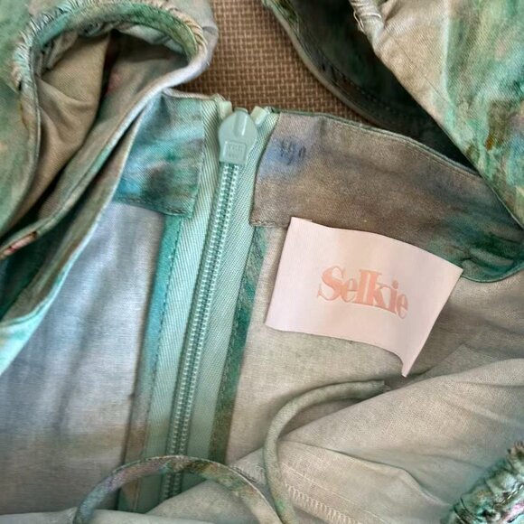 BEST Selkie The Water Lilies Day Midi Dress XSmall Green Cotton Party Cocktail - Picture 8 of 14